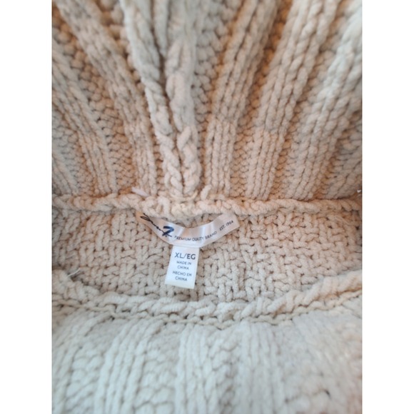 Seven 7 Women's XL Beige Cable Knit Turtleneck Sweater Cozy Warm - Picture 3 of 6